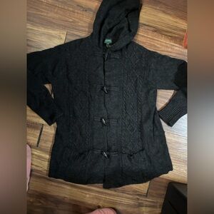 Lauren Ralph Lauren wool rabbit hair angora cashmere hooded sweater toggle clasp